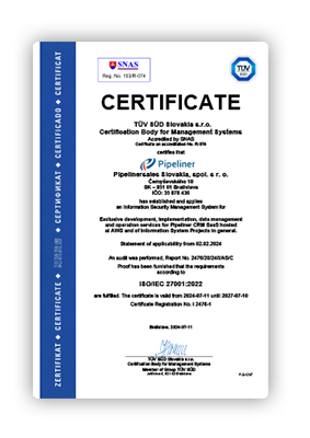 Certificate ISO IEC 27001